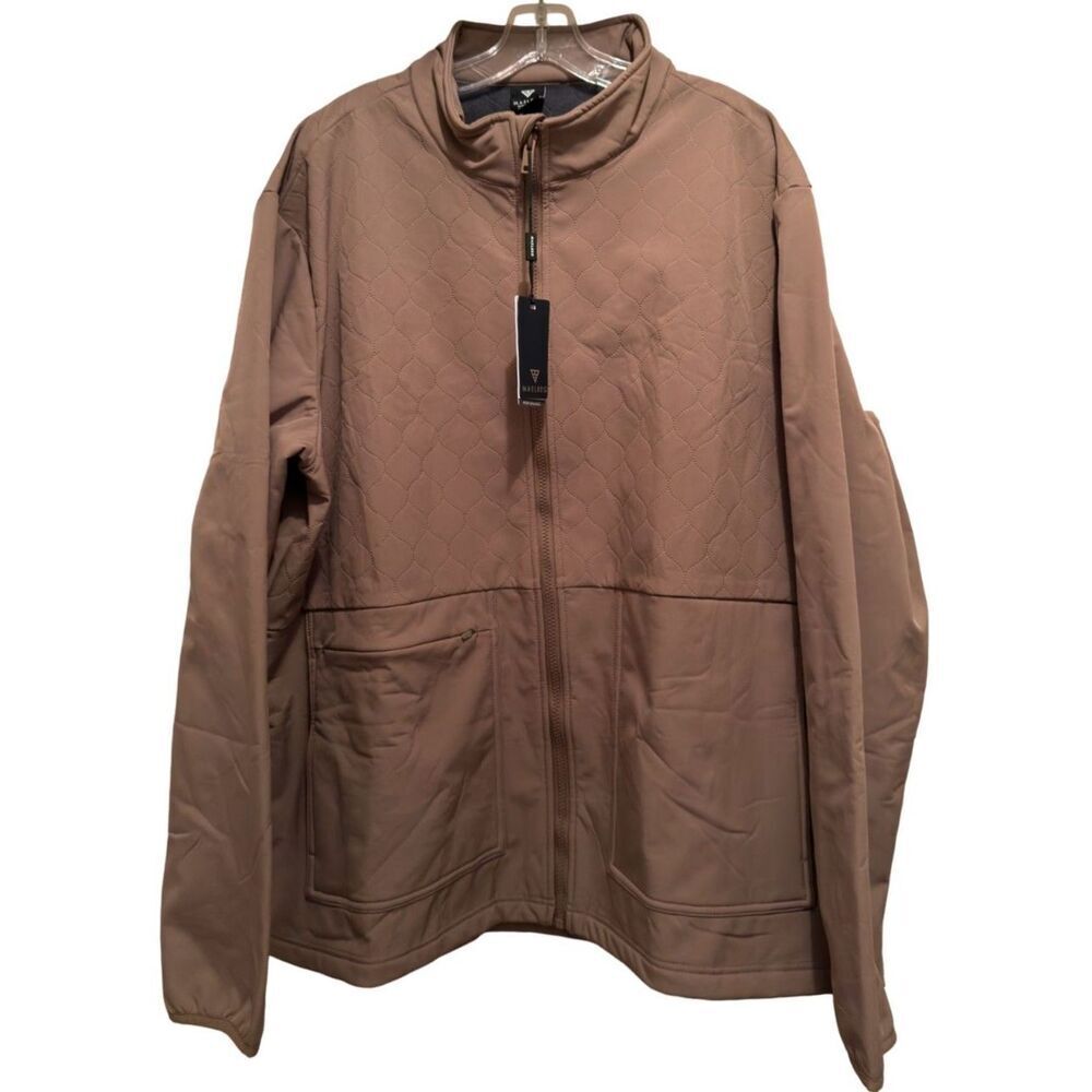 NWT Maelreg Men's Performance Softshell Jacket Fleece Lined Zip-Up Brown 2XL